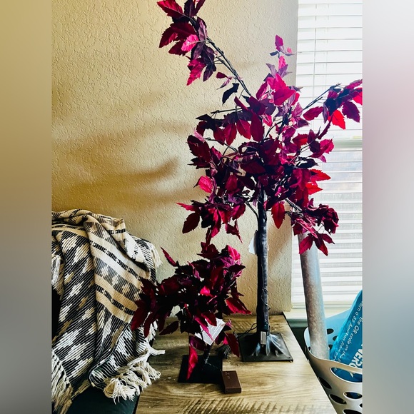 Artificial Red Leaf Tree Decor 2 small and tall